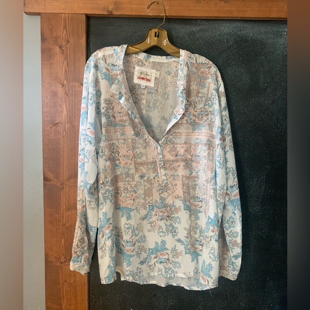Johnny Was Biya Avery Silk Tunic size L euc